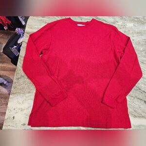 Pajamagram Men’s Red Waffle Knit Thermal Long Sleeve Top Size M